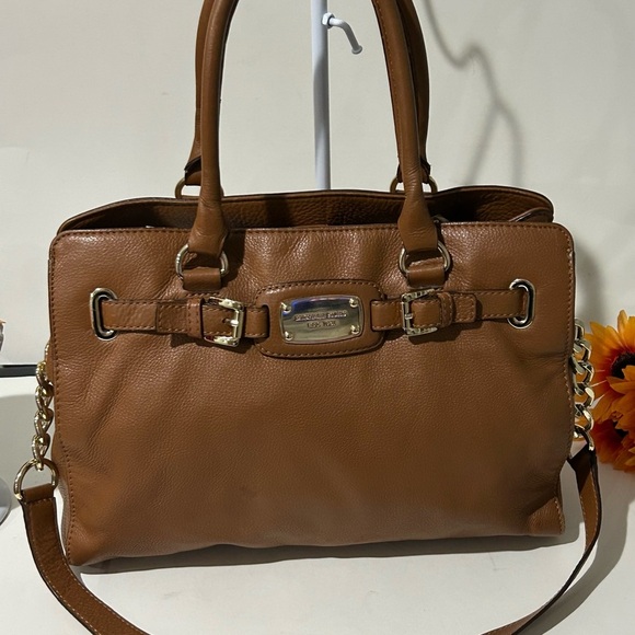 Michael Kors Hamilton Brown Pebble Leather Handbag shoulder bag - Picture 2 of 12